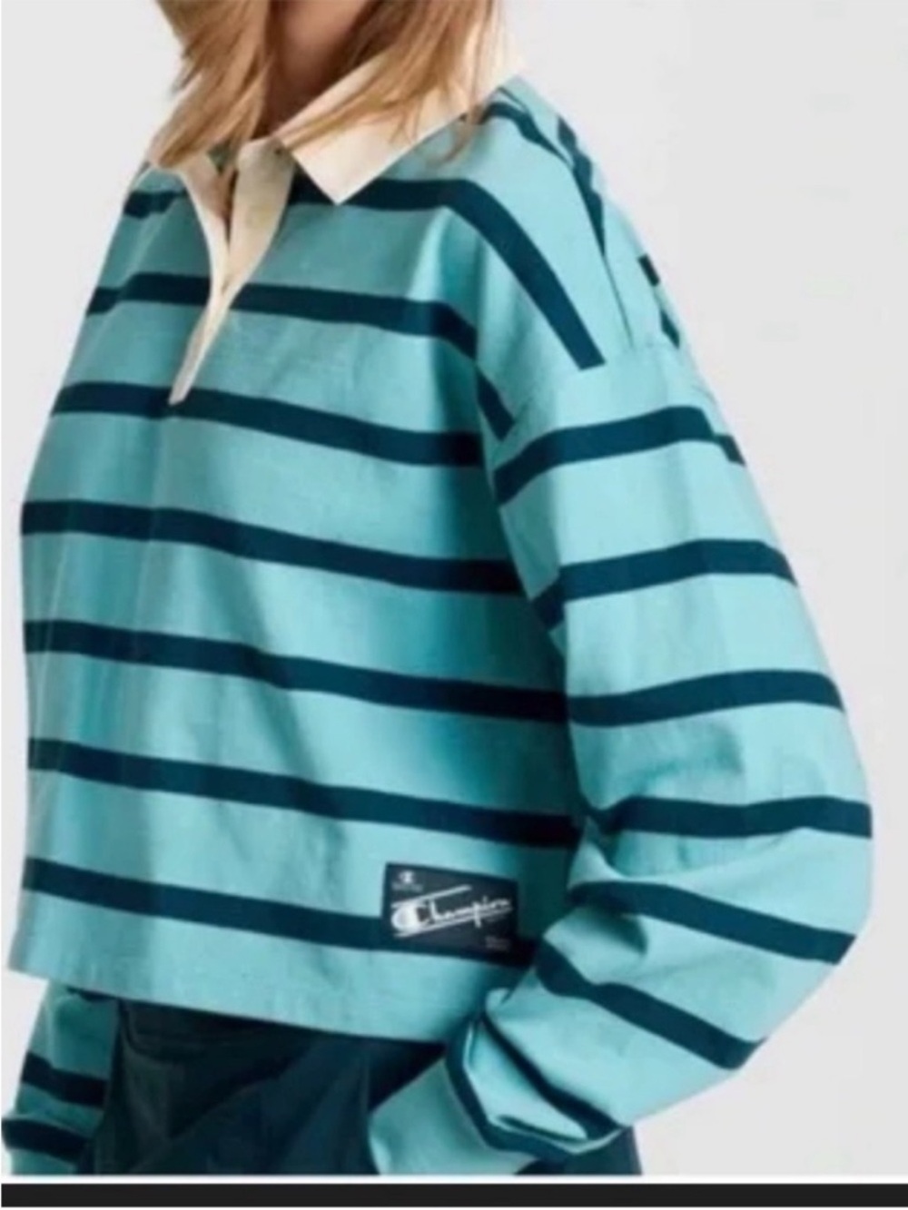Champion Boxy Striped Rugby Tee Woman’s Size M | NWT - Picture 3 of 8